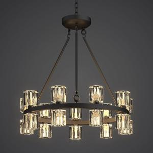 21'' Black Wagon Wheel Chandelier, Modern Farmhouse Round 18-Lights Pendant Lighting Fixture, Elegant Crystal Chandeliers for Dining Room, Kitchen Island, Living Room, Bedroom (Bulb Not Include)