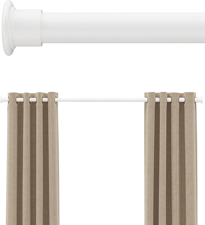 Tension Curtain Rod by EZFurni,42-123 Inches,Heavy Duty Tension Rods for Windows, No Drilling Adjustable Curtain Rod for Patio, Hold Up Blackout Curtains and Non Slip, White