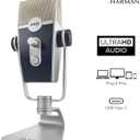 AKG Pro Audio Lyra Ultra-HD USB C Microphone for Recording, Streaming, Gaming, Podcasting, ASMR on PC and Mac, Condenser Mic for Laptop or Computer, Adjustable Stand, Plug and Play  Blue and Silver