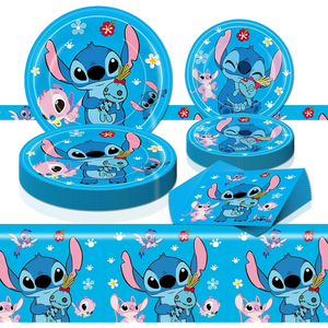 41PCS Blue Cartoon Birthday Party Supplies Set Summer Birthday Decorations Table Cloth, Plates and Napkins for Birthday Party