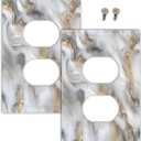 Outlet Covers Gray Golden Abstract Marble Luxury 1 Gang Duplex Light Switch Cover Plate Decorative Wall Plates Electrical Switchplate Receptacle for Bathroom Bedroom Decor2 Pack