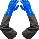 Haiou PVC Chemical Resistant, Long Rubber, Heavy Duty Waterproof Gloves for Chemical and Acid Work, 25 inches, Large-(Blue)