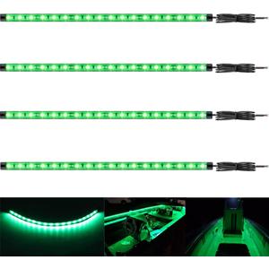 Boat Led Strip Lights, 4 Pcs 24'' Marine Interior Courtesy Deck Navigation Lights, Super Bright Waterproof Marine Led Lights Strip for 12V Pontoon Fishing Boat Yacht Kayak Sailboat (Green)