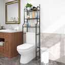 3-Shelf Bathroom Organizer Over The Toilet Space Saver Bathroom Corner Stand Storage Organizer, Black