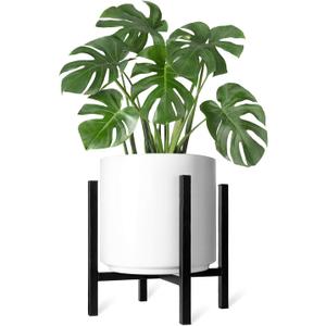 Mkono Mid Century Modern Tall Metal Indoor Plant Stand - Fits Up to 12 Inch Planter, Black
