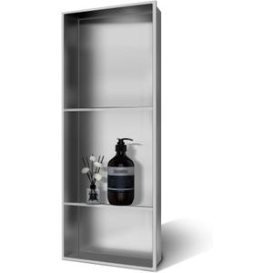 Shower Niche 13 × 31, 3 Shelves Wall Niche Recessed Shelf for Bathroom Storage, Shower Niche Insert Tile Ready No Tile Needed Over Mount Installation, Brushed Nickel, 13W × 31H-Three Shelf