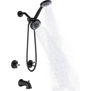 2 Handle Shower Faucet Set with Tub Spout Matte Black Two Handle Tub and Shower Faucets Sets Complete 2 Knod Tub and Shower Trim Kit