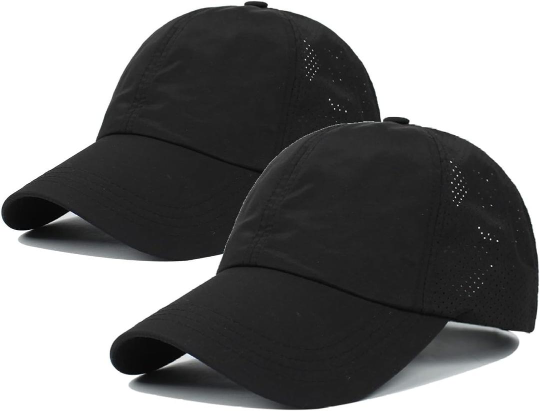 Quick Dry Fit Hats Athletic Baseball Cap Workout Hats for Running Hiking Golf Fishing |UPF 50+ Waterproof (Qd-b-black)