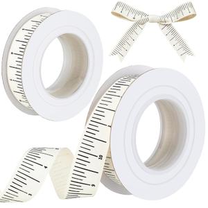Wavwavw 2 Pack Ruler Ribbon for Craft 10 Yard Teacher Measuring Tape Ribbon Cotton Measure Cloth Seamstress Tape School Themed Crafts and Gifts Supply(Ruler,White)