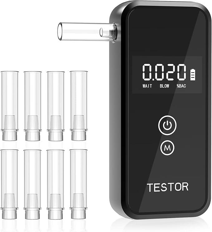 Portable Breathalyzer, Handheld Digital Alcohol Breathalyzer Tester, 2026 Advanced High-Accuracy Personal Breathalyzers for Alcohol for Home & Travel Use/8 Mouthpieces
