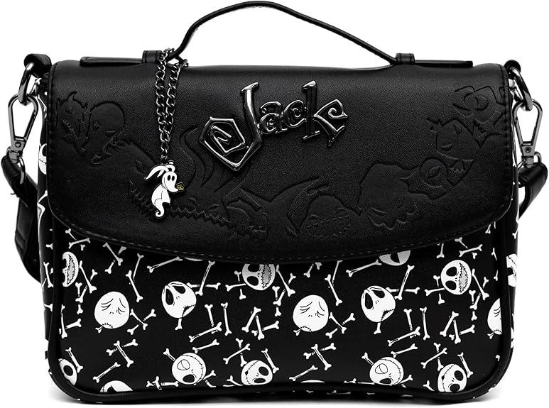 Disney Bag, Cross Body, The Nightmare Before Christmas NBC Jack Skellington, Vegan Leather, 9.0 x 6.5 x 2.0 Inch, Black 
