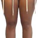 HTD Women's Denim Shorts Front Straps Casual Jean Shorts with Frayed Raw Hem (Blue) XL