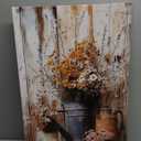 Rustic Farmhouse Daisy Floral Canvas Wall art Vintage Neutral Country Painting Picture Wall Decor Flower Still Life BotanicalPoster Print Artwork for Bathroom Living Room Bedroom Home Decoration (16Lx12W)