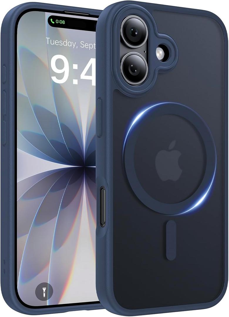 Magnetic for iPhone 17 Case, [Anti-Slip] [Military-Grade Drop Protection] [Camera Protection] Skin-Friendly Slim Translucent Shockproof Protective for iPhone 17 Phone Case, Navy Blue