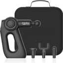 Handheld Therapeutic Percussion Massage Gun with 5 Speed Settings, 3 Arm Angles, and 4 Swappable Heads for Premium Back & Muscle Relief