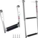 2 Step Boat Ladder Stainless Steel Telescoping 2 Step Pontoon Boat Ladder Folding Ladder Dock Swim Ladder for Marine Boat Yacht