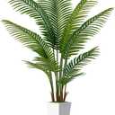 7FT Artificial Palm Tree, Tall Artificial Tree Plants with Fake Plants, Large Faux Plants Indoor with Lifelike Leaves for Outdoor Indoor Home Office Living Room Decor (White)