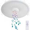 Smart Waterproof LED Flush Mount Ceiling Light Fixture,with Bluetooth Speaker,11 Inch,18 watt,Dimmable Music Lamp,RGB Color Changing Light with Remote Control,for Bathroom,Shower,Bedroom (11 inches, White-Dimming Function+Bluetooth)
