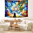 Delur Time Travel Tapestry Galaxy Meditation Universe Starry Sky Wall Hanging Tapestry Milky Way Outer Space Abstract Psychedelic Fantasy Headboard for Bedroom Living Room Home Decor (59.1" x 78.7")