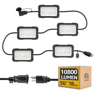 LED Work String Lights:  Super Bright 90W 10800LM ETL Listed Linkable Waterproof Outdoor/Indoor Temporary Hanging Lighting for Construction Attic Jobsite Garage