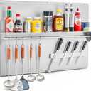 Wilprep Stainless Steel Stove Backsplash, 36"x24" Range Hood Backsplash with Storage Shelf Magnetic Knife Rack, Range Backsplash with Predrilled Holes, Stainless Steel Backsplash for Stove Range Hood
