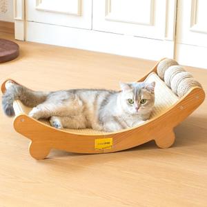 CHEERPALS Sisal Cat Scratcher Bed with Balls Cat Scratching Post for Indoor Cats Hammock, Natural Sisal Cat Scratch Wooden Cat Furniture(Large)