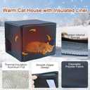 Deblue Insulated Cat House Outdoor Weatherpoof Plastic Cats Houses with Escape Door Indoor Waterproof Feral/Pet Cat Shelter Outside for Puppy, Rabbit for Winter (Grey), Medium-22"L x 16"W x 21"H
