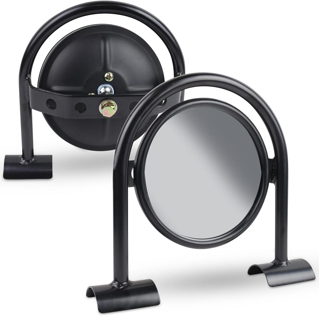 Offroad Side View Mirror Round Convex Glass Mirrors for 1.75" Roll Bars, Heavy-Duty UTV Side Mirrors for Polaris RZR, SxS, Dune Buggy Easy Install, Universal Fit.