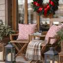 Pink Christmas Botanical Pillow Covers 18x18, Preppy Christmas Decor, Holiday Xmas Ball Ferns Pine Leaf Decorative Throw Pillow Covers for Couch Sofa Bedroom Living Room Home