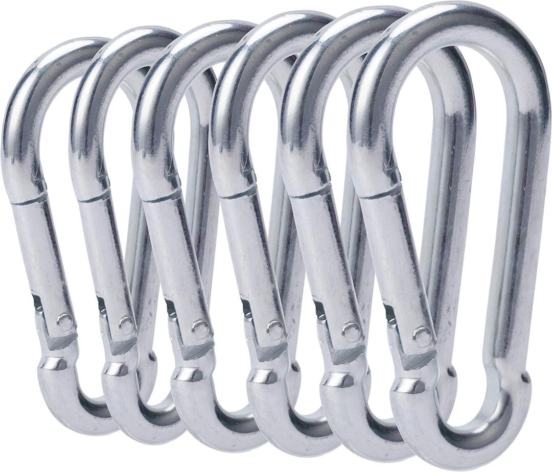 3 Inch Carabiner Clip Spring Snap Hook Heavy Duty 6pcs M8x80mm for Fitness Hammock Swing Camping Hiking
