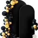 Hemmotop Wedding Arch Backdrop Cover, Set of 2 (7.2ft, 6ft), 2 Sided Stretchy Spandex Fitted Balloon Arch Stand Backdrop for Birthday Party, Baby Shower, Black