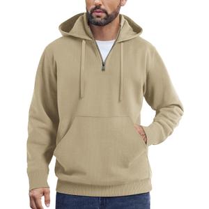 COOFANDY Mens Knitted Hoodie Sweater Long Sleeve Turtleneck Quarter Zip Pullover Sweaters with Pocket (M)