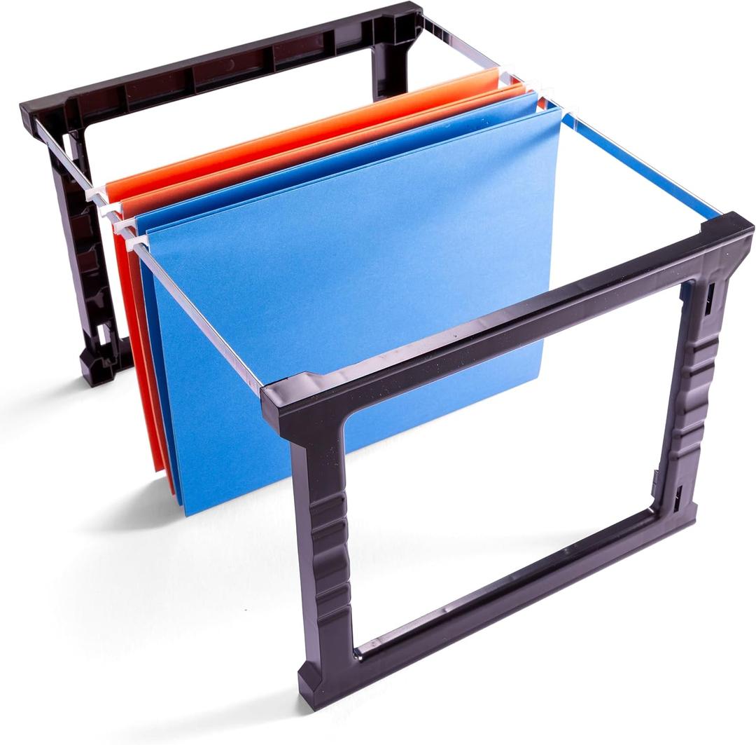 Officemate Plastic Hanging File Folder Frame, 18 Inch, Letter and Legal Size. 1 Set (91961), Black and Gray