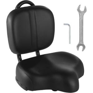 Bike Seat with Backrest, Oversized Memory Foam Bicycle Cushion with Back Support, Universal PU Saddle for Tricycle, Mountain & Electric Bikes, Includes Full Installation Kit
