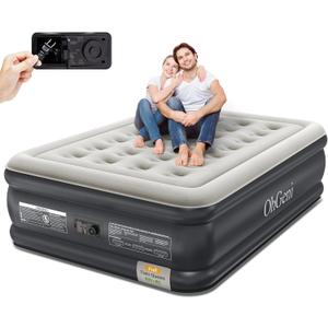 OhGeni Full Air Mattress with Built-in Pump,18'' Comfortable Blow Up Colchones Inflables Mattress for Home,Guests,Foldable,Portable Bed for Adults,Durable Airbed Supports Up to 600 lbs,Black