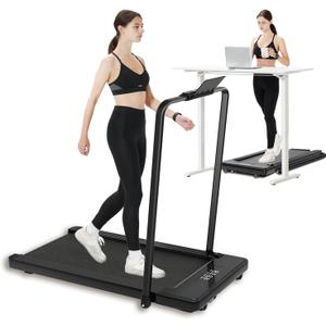 2 in 1 Folding Treadmill, Smart Walking Running Machine with Bluetooth Audio Speakers, Installation-FreeUnder Desk Treadmill for Home/Office Gym Cardio Fitness (Black)