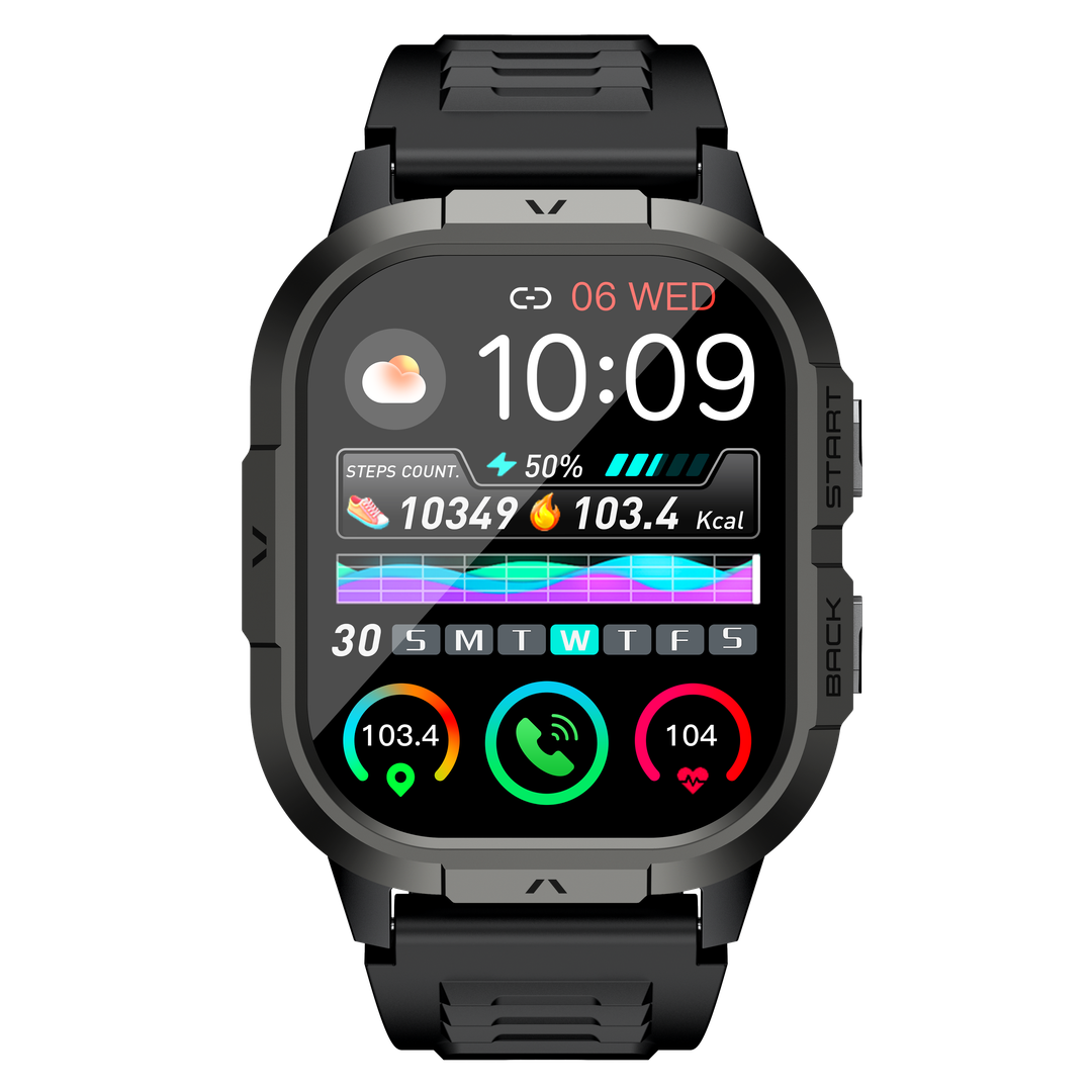 Sports Fitness Tracker Smartwatch BT Amoled Screen Heart Rate Blood Oxygen Monitoring Waterproof Calorie