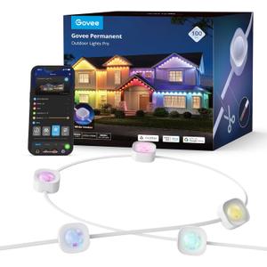 Govee Permanent Outdoor Lights Pro, 100ft with 60 RGBIC LED Lights for Daily and Accent Lighting, 75 Scene Modes for Outdoor Decor, IP67 Waterproof, Works with Alexa, Google Assistant, Matter, White