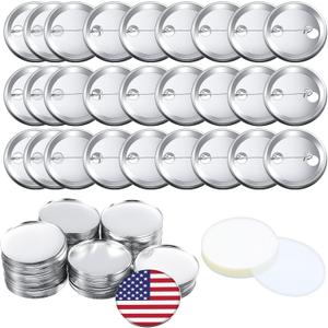 600 Pieces Blank Button Making Supplies Round Badge Parts Metal Pin Button Kit for Badge Make Machine, Including Metal Shells Back Cover and Clear Film(2.28 Inches)