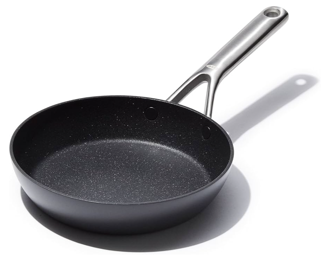 OXO Professional 8" Frying Pan Skillet, Hard Anodized Ceramic Nonstick Cookware PFAS-Free, Induction Suitable, Stainless Steel Handle, Diamond Reinforced Coating, Dishwasher Safe, Oven Safe, Black