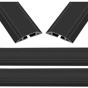 Eapele 10 ft Floor Cord Cover Heavy Duty Cable Protector, Easy to Unroll, Prevent Trip Hazard for Home Office or Outdoor Settings (Black - 2pcs)