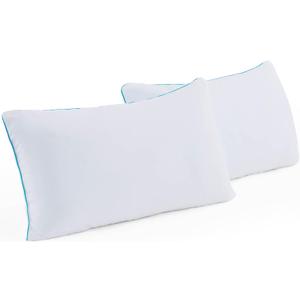 Linenspa Two Pack Shredded Gel Memory Foam Pillow, King Size Cooling Bed Pillow Soft and Supportive Side, Stomach, and Back Sleepers Pack of 2 CertiPur Certified