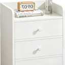 White NightStand Modern Small Home Side Tables Bedside Table with Drawers Bedroom Storage Cabinet Rental Room Living Room(12.6x10.2x18.9inch) Need to Assemble by oneself, 12.6x9x18.9inch