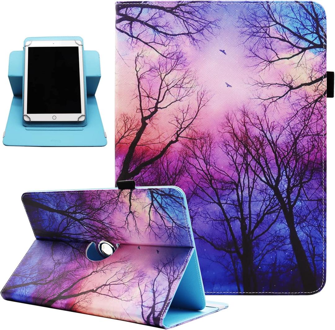 Universal 7 8 Inch Android Tablet Case, Dluggs PU Leather 360 Degree Rotating Multi-Angle Viewing Stand Case Cover for 7.0 8.0 and All 7.0-8.5 Inch Tablet, Forest
