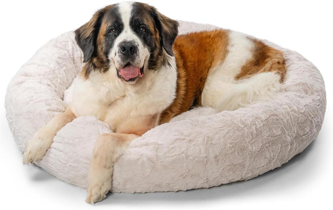 Best Friends by Sheri The Original Calming Donut Dog and Cat Bed in Lux Fur, Oyster, Extra Large, 45x45