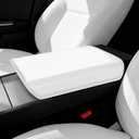 for Tesla Model Y Juniper(2025-2026) & Model 3(2024-2026) Leather Center Console Cover [Soft Touch & Match Seat Color] Armrest Cover for Tesla Model 3 & Model Y Juniper Accessories White