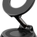 Vacuum Magnetic Car Phone Holder 360 Rotating Foldable Phone Holder for All Phones Adjustable Angle Desk & Monitor Mount for Landscape & Portrait View Strong Grip, Compact & Travel-Friendly