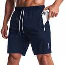 Men's Workout Athletic Shorts Quick Dry Men Lightweight Sports Gym Shorts with Zipper Pockets for Daily Wearing (XX-Large, Navy)
