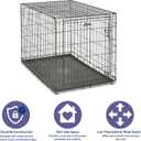 MidWest Homes for Pets 48-Inch iCrate for Extra-Large Breeds, 90-110 lbs, Single Door Folding Dog Crate with Divider Panel, Leak-Proof Tray & Secure Latches, Portable, Durable & Easy to Assemble