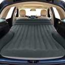Ciremiv SUV Air Mattress, Double-Sided Thick Flocked Car Air Mattress with Built-in Pump & Pillow, Complete Sleeping Accessories for Auto Camping & Road Trips Green + Charcoal